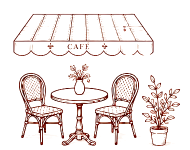 Parisian café table under an awning